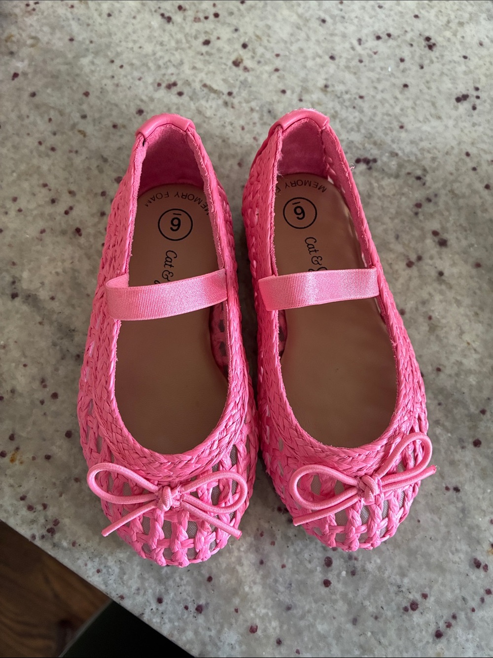 Cat & Jack Bright Pink Woven Mary Jane Flats with Bow